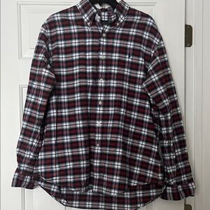 Ralph Lauren Shirt Men’s Custom Fit Oxford Button Down Holiday Tartan Plaid